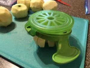 Apple corer with lid used to protect your fingers.